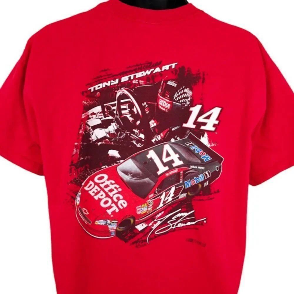 Tony Stewart T Shirt Mens Size XL Red NASCAR Racing Office Depot Mobile 1 No 14